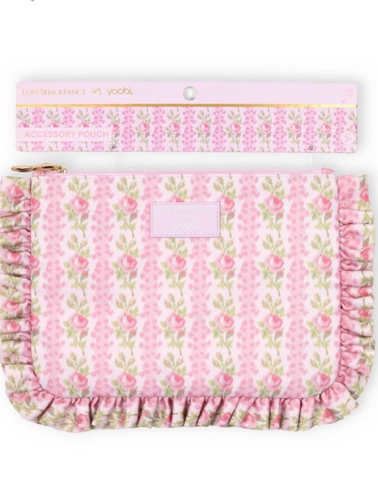 LoveShackFancy Accessories - Loveshackfancy x target Pink Floral Ruffle Accessory Pouch